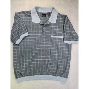 Vintage Thomson Shirtmakers Polo Shirt Mens Large Gray Windowpane Banded...